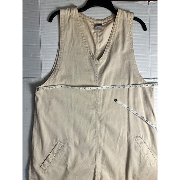 VTG- Essentials Style Beige 100% Cotton  V-Neck dress Pockets Large granola girl - Picture 8 of 11
